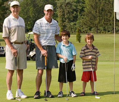 country club members all ages on golf course